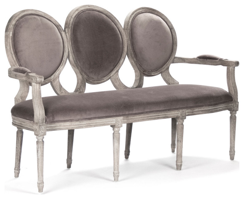 Medallion Settee  Brown Velvet   Traditional   Sofas   by HedgeApple  Houzz