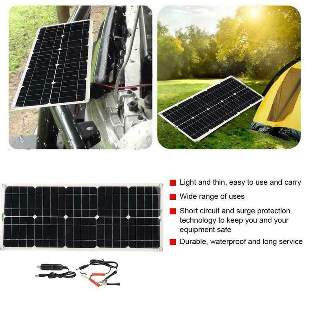 Portable Solar Panel 40W Monocrystalline Silicon Solar Charging Board Waterproof with DC/USB Output for Outdoor Camping Travel