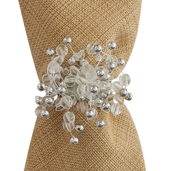 Park Designs Frost And Ice Beaded Napkin Ring Set of 4