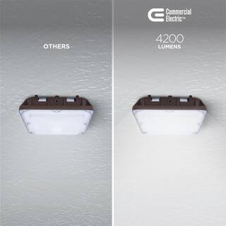 Commercial Electric 300-Watt Equivalent Integrated LED Bronze Commercial Grade Ceiling 4200 Lumens Outdoor Security Canopy Light 5000K S10CNPY850BZHD