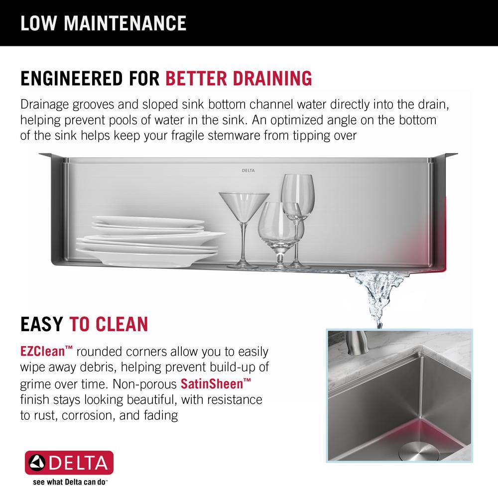 Delta Lorelai 16 Gauge Stainless Steel 32 in. Single Bowl Undermount Workstation Kitchen Sink with Accessories 95B932-32S-SS