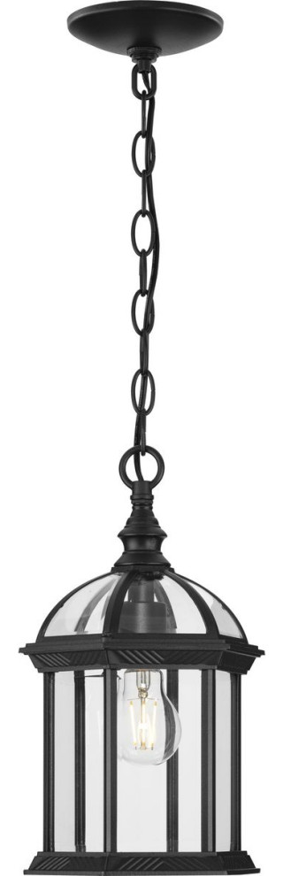 Dillard Collection 13 5/8 quot1 Light Textured Black Outdoor Hanging Lantern   Traditional   Outdoor Hanging Lights   by LAMPS EXPO  Houzz