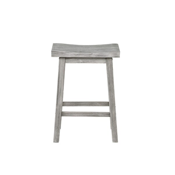 Saddle Design Wooden Counter Stool with Grain Details， Gray