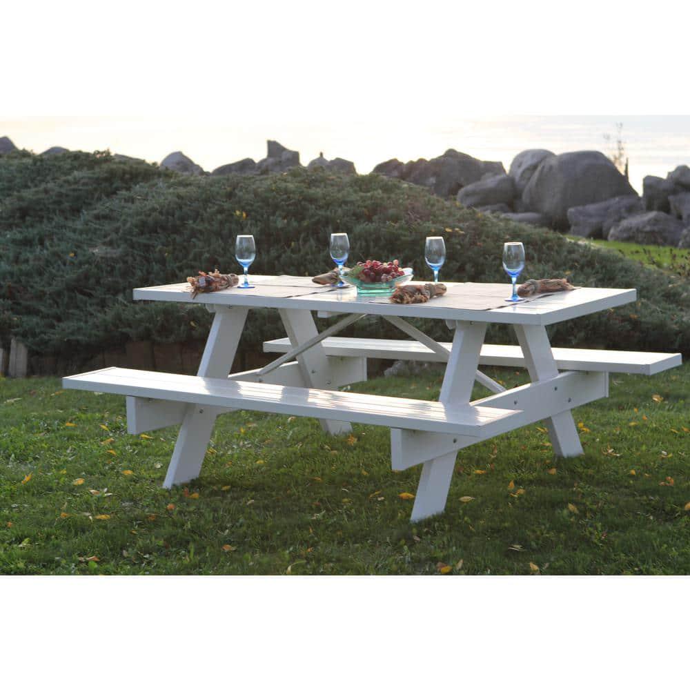 DuraTrel 6 ft White Vinyl Patio Picnic Table