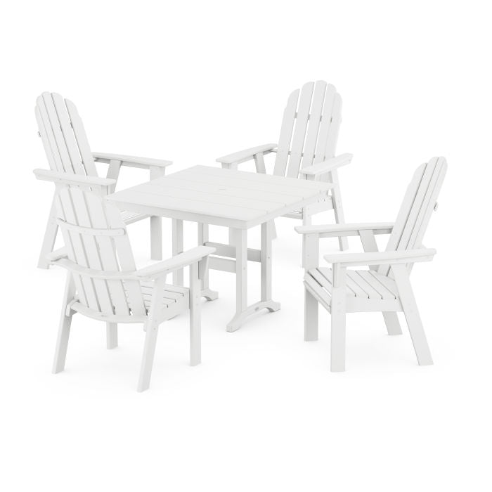 Polywood Vineyard Curveback Adirondack 5-Piece Farmhouse Dining Set PWS1165-1