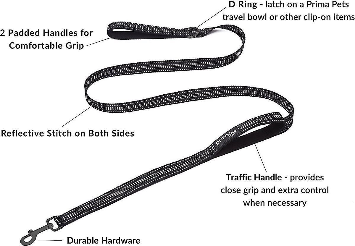 Prima Pets Dual-Handle Reflective Dog Leash