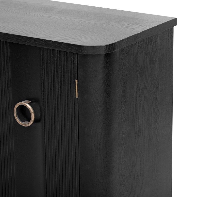 Modern Storage Cabinet with 3 Doors and Adjustable Shelves  Black