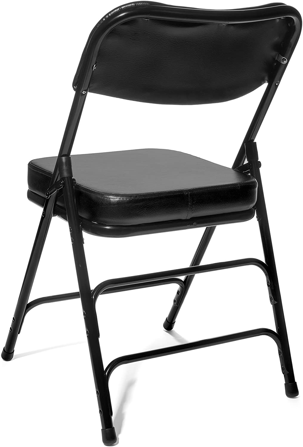 Series Vinyl Upholstered Folding Chair (2 General) - Heavy Duty Ultra Padded 2" Thick Padded General and Back  Triple Braced - Quad Hinging  300 lb Tested (Black)