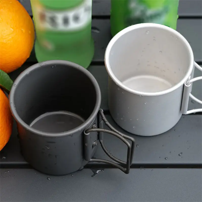 300ml Mini Camping Water Cup Mug Portable Coffee Cup Teacup Folding Handle For Travel Outdoor Hiking Backpacking