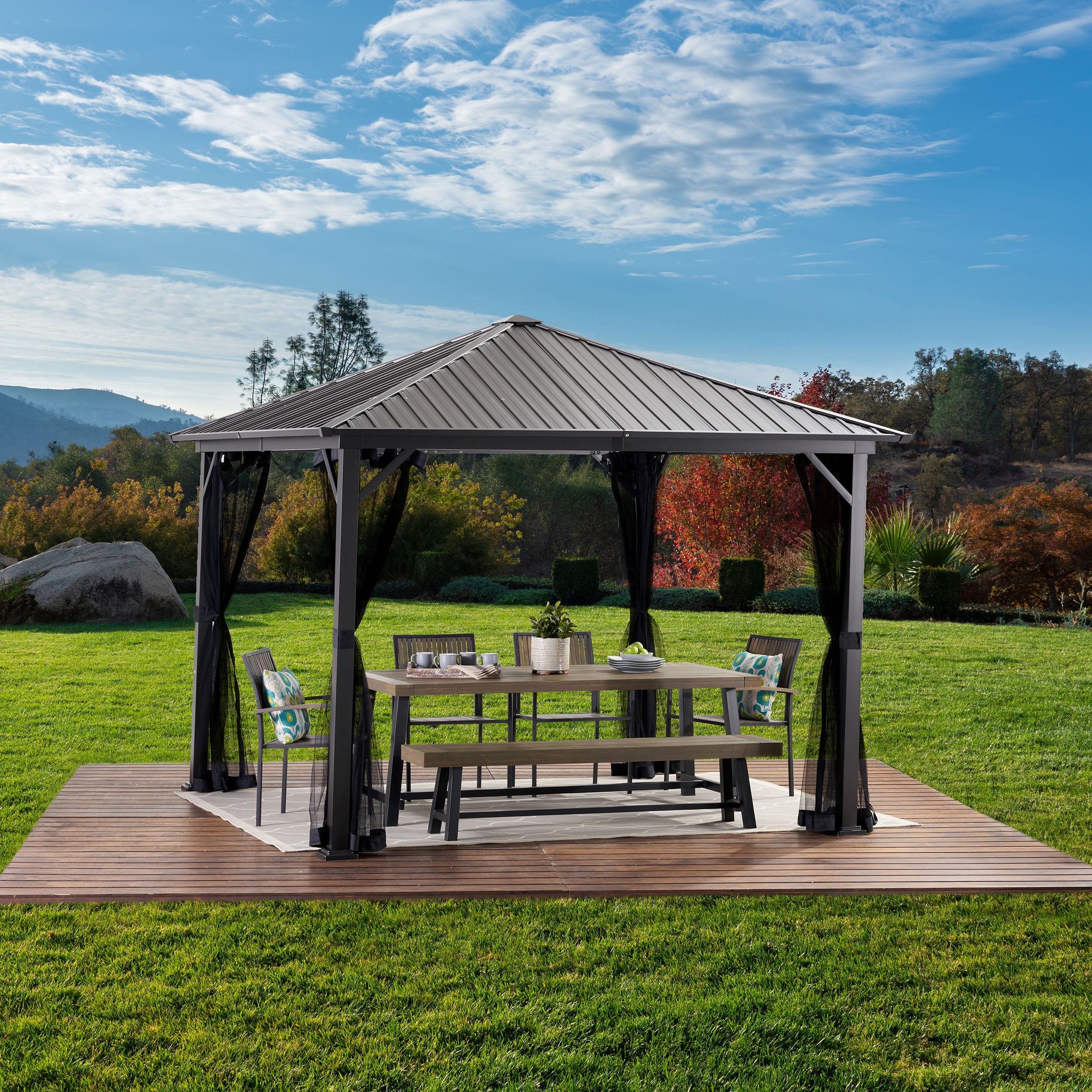 Codie 10' x 10' Outdoor Modern Aluminum Hardtop Gazebo