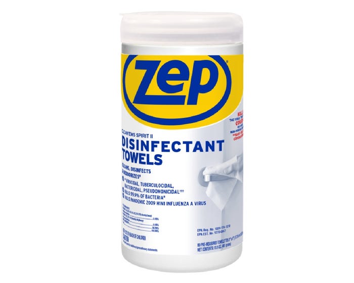 Zep Disinfectant Towels， 80 Count - R53380