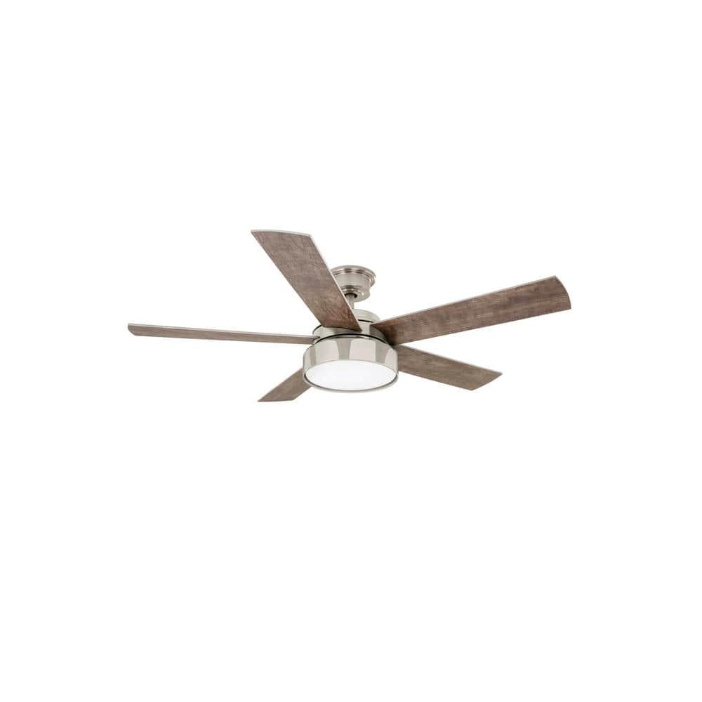 Home Decorators Collection Cherwell 52 in LED Brushed Nickel Ceiling Fan with Light