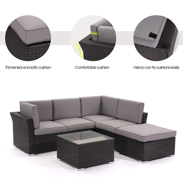 4 pieces Outdoor Patio Furniture Rattan Conversation Sofa Sectional Sets - Overstock - 33808766