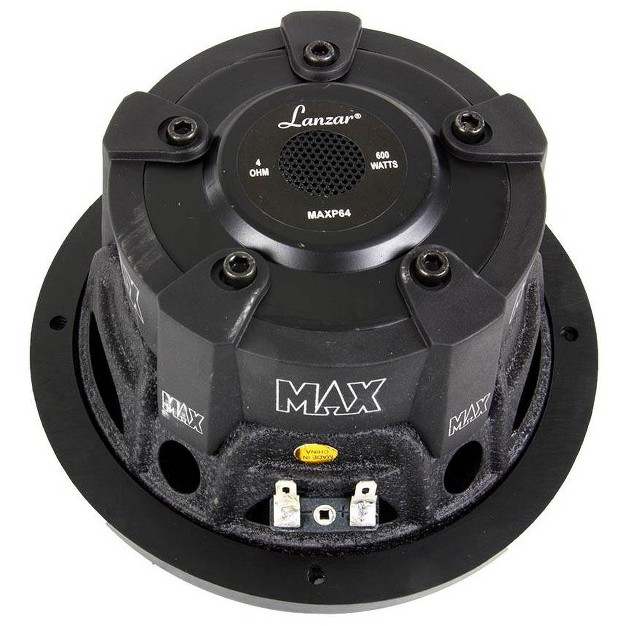 Lanzar Maxp64 Max Pro Compact 6 5 Inch Round 600 Watt Powerful Performance 4 Ohm Vehicle Truck Car Subwoofer Audio System single Subwoofer