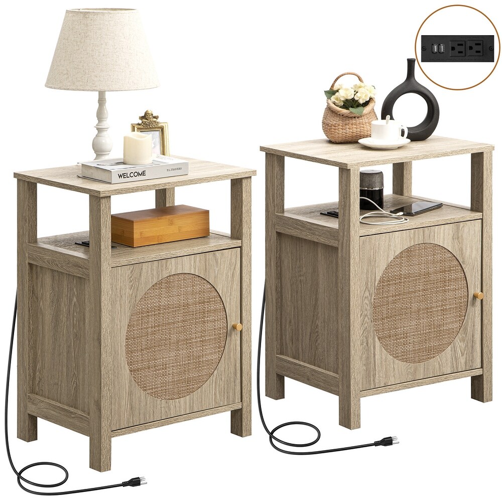 SICOTAS Farmhouse Nightstands Set of 2