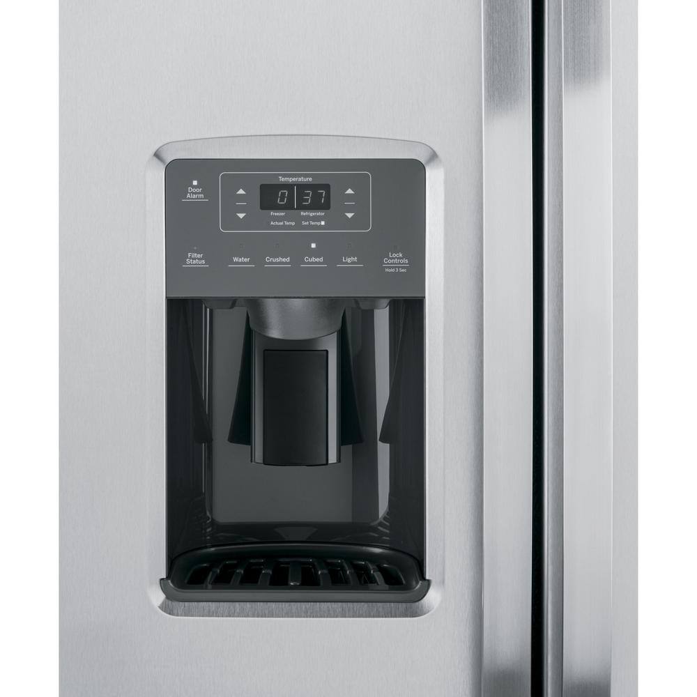 GE 23.0 cu. ft. Side by Side Refrigerator in Fingerprint Resistant Stainless Steel Standard Depth GSS23GYPFS