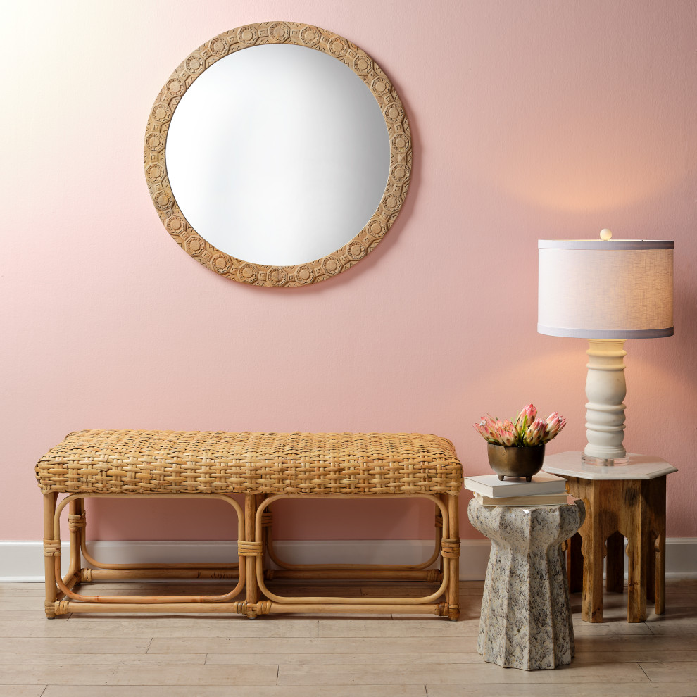 Small Atlas Table   Natural Mango Wood With White Marble Top   Mediterranean   Side Tables And End Tables   by gr home  Houzz