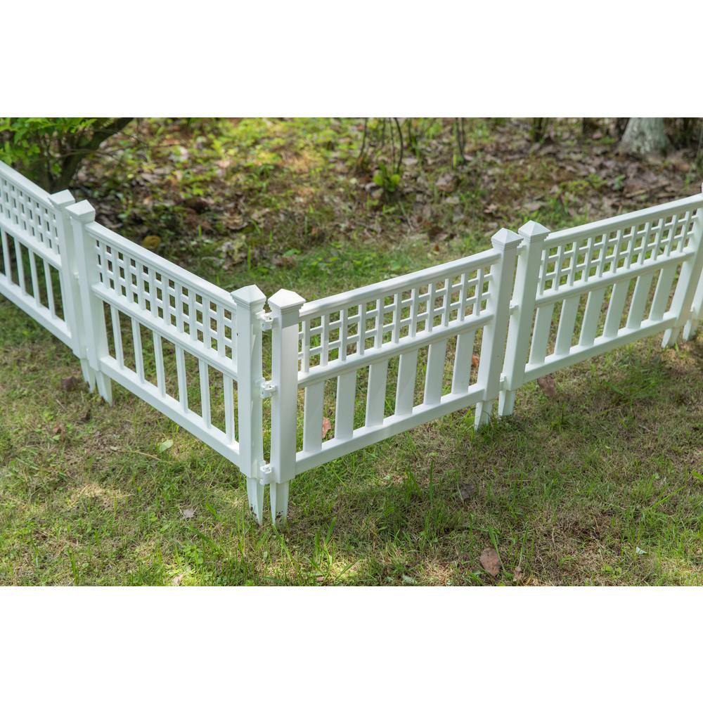 Gardenised 20 in. H White Vinyl Garden Gate Patio Picket Fence Flower Bed Border Edging QI003741.WL