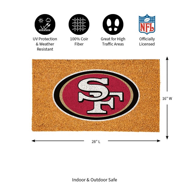 Evergreennflsan Francisco 49ers Logo Natural Coir 28 X 16 Inches Indoor Outdoor Doormat