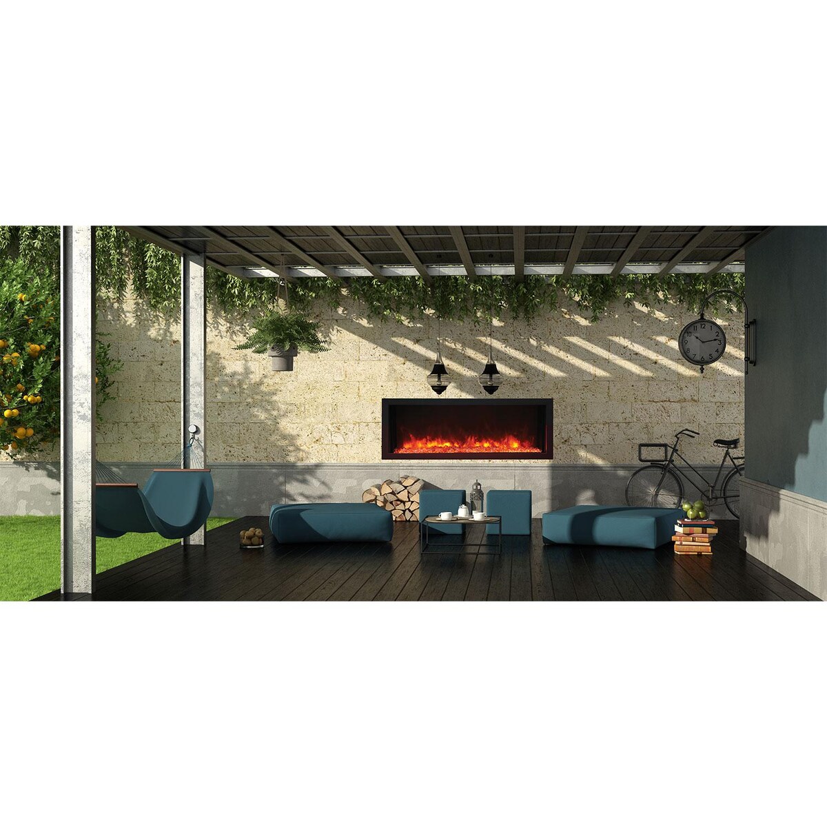 Remii by Amantii Panorama Extra Slim 45-Inch Smart Built-In Electric Fireplace with Black Steel Surround