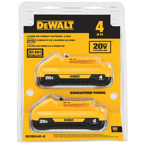 DEWALT DCB240-2 20V MAX* 4Ah Compact Lithium Ion Battery 2-Pack