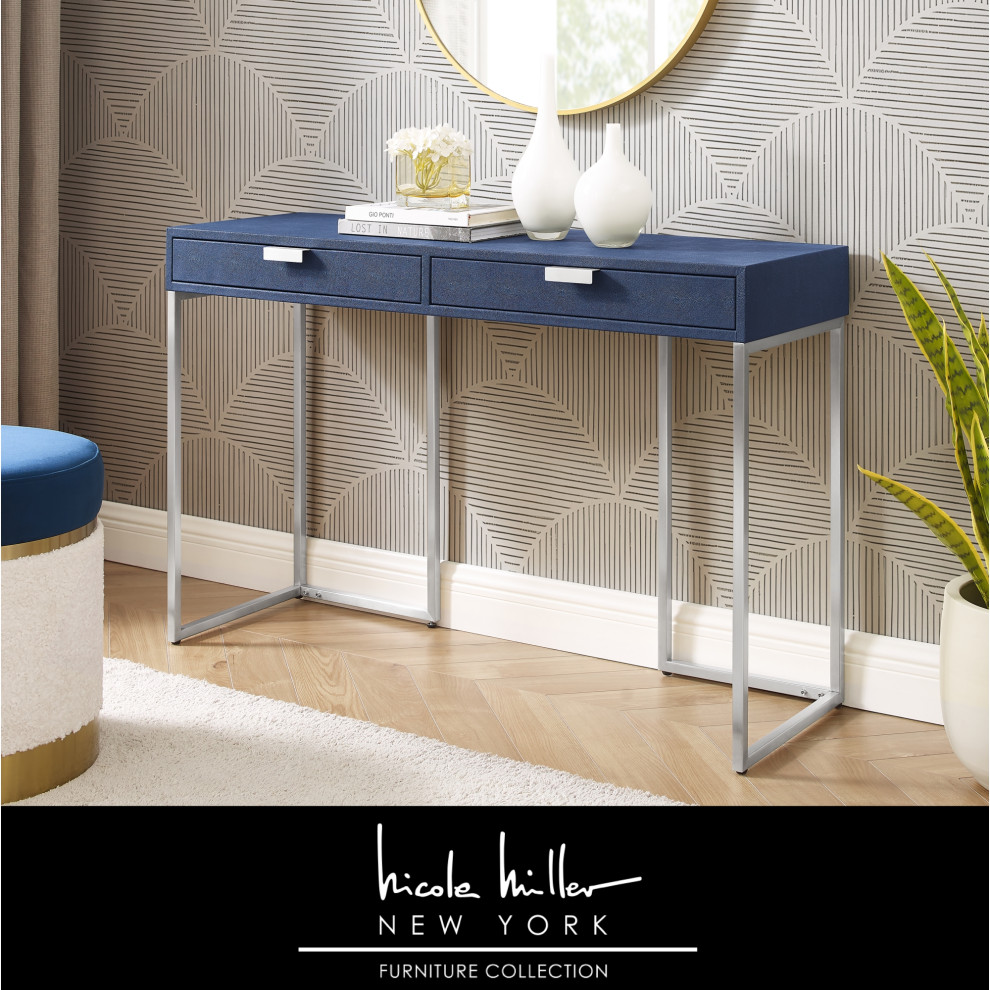 Nicole Miller Chayton Console Table Faux Shagreen 47.3Lx15.2Wx30H   Contemporary   Console Tables   by Inspired Home  Houzz