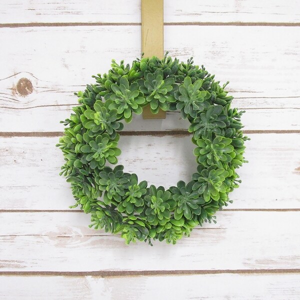 Set of 3 Small Frosted Green Artificial Lotus Succulent Greenery Wreath Candle Ring 7.5in