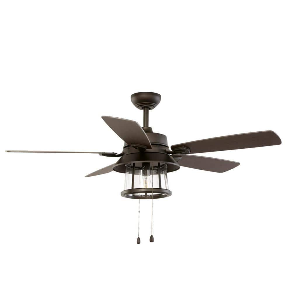 Home Decorators Collection Shanahan 52 in IndoorOutdoor LED Bronze Ceiling Fan with Light Kit Downrod and Reversible Blades