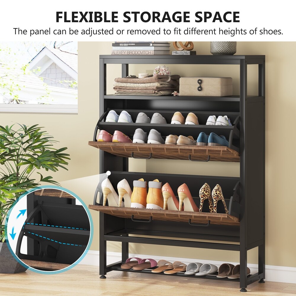 Flip Drawer Shoe Cabinet  Flip Down Shoe Storage Cabinet