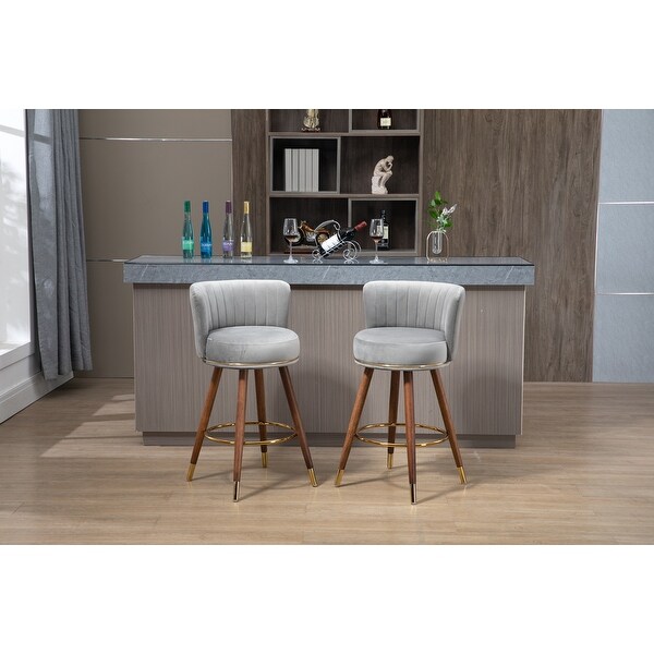 Counter Height Bar Stools Set of 2 for Kitchen Counter Solid Wood Legs with a Fixed Height of 360 Degrees for Dining Room