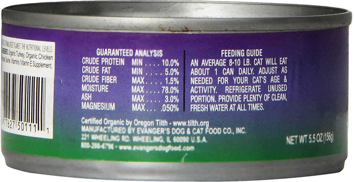 Evanger's Organics Turkey and Butternut Squash Dinner Canned Cat Food