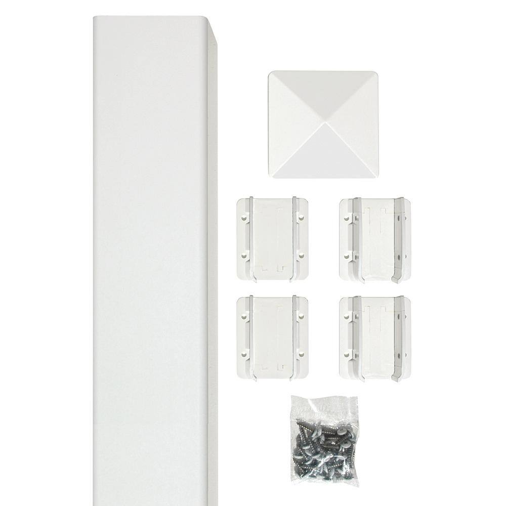 SIXTH AVENUE BUILDING PRODUCTS SUPPLYING THE WORLD Belfast 4 in. x 4 in. x 96 in. White Vinyl Fence Post Kit LBP8602