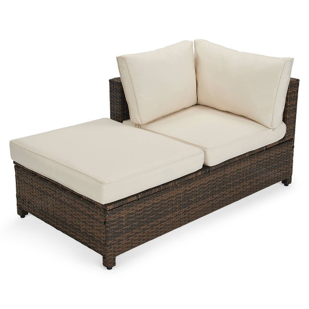 4pc Wicker Patio Sectional Seating Set Beige Edyo Living