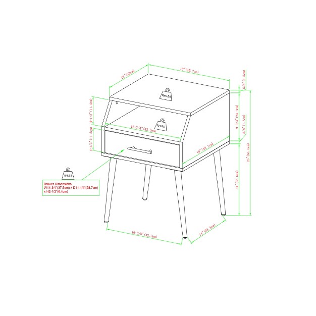 Modern 1 Drawer Angled Side Table Saracina Home