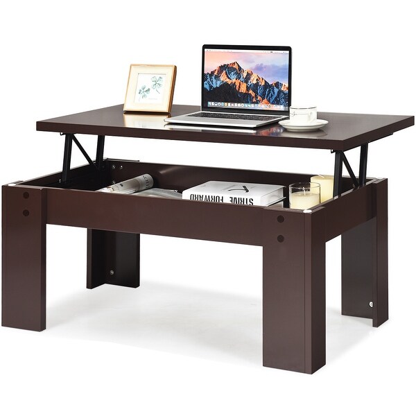 Costway Lift Top Coffee Table Pop-UP Cocktail Table w/Hidden - See Details