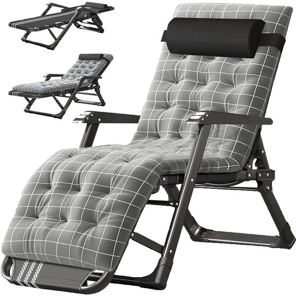 Zero Gravity Chair Folding Adult Camping Cot Bed with Mat Lounge Recliner Chairs with Tray，Pillow