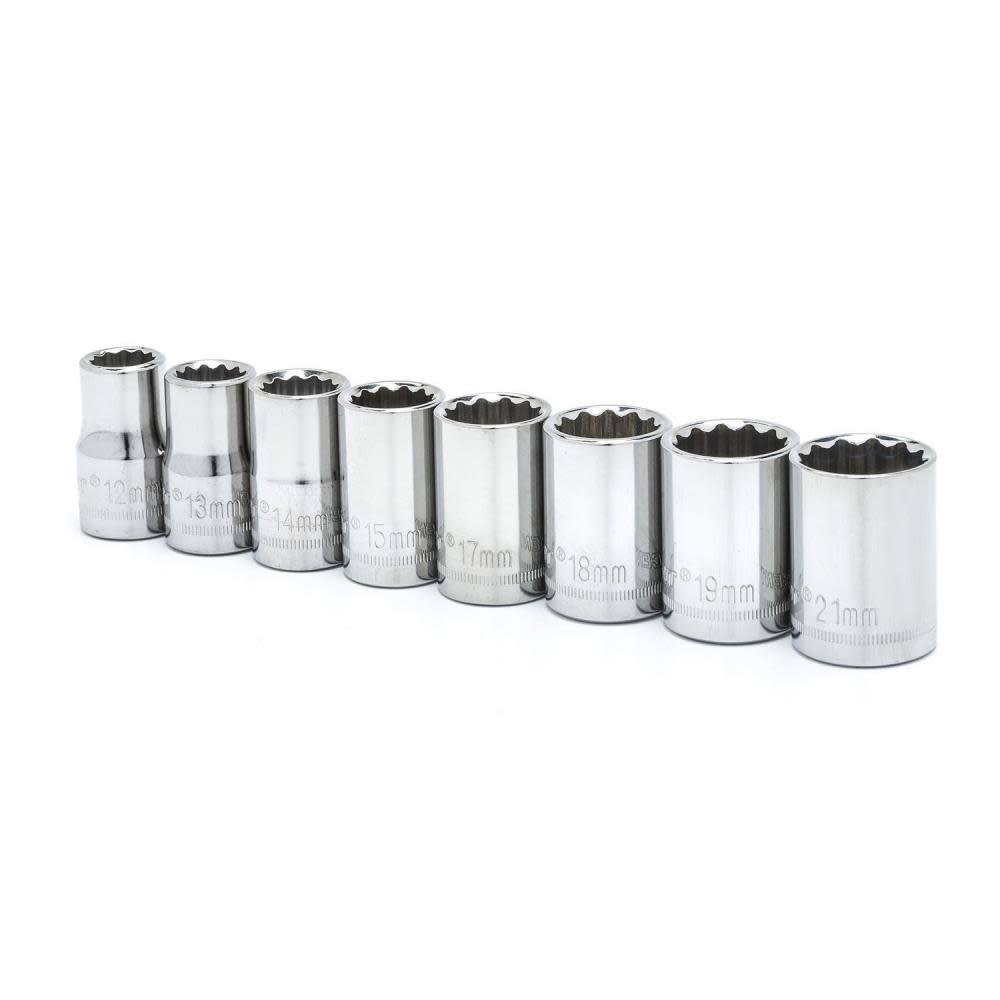 8 Pc 1/2 In. Drive 12 Point Metric Socket Set ;