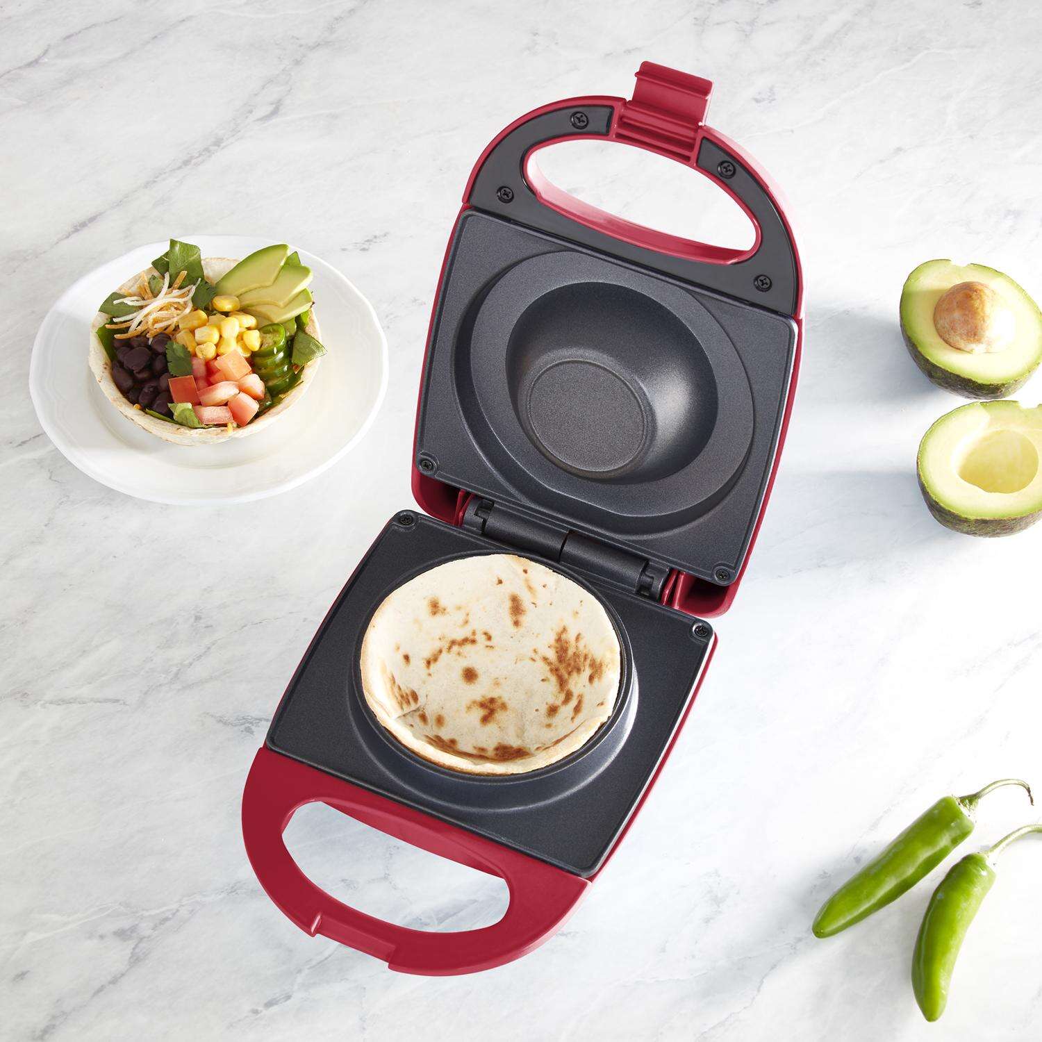 Rise by Dash 1 waffle Red Plastic Waffle Bowl Maker