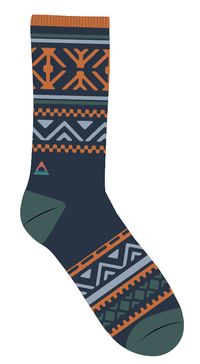 Organic Midweight Patterned Socks - Deep Navy