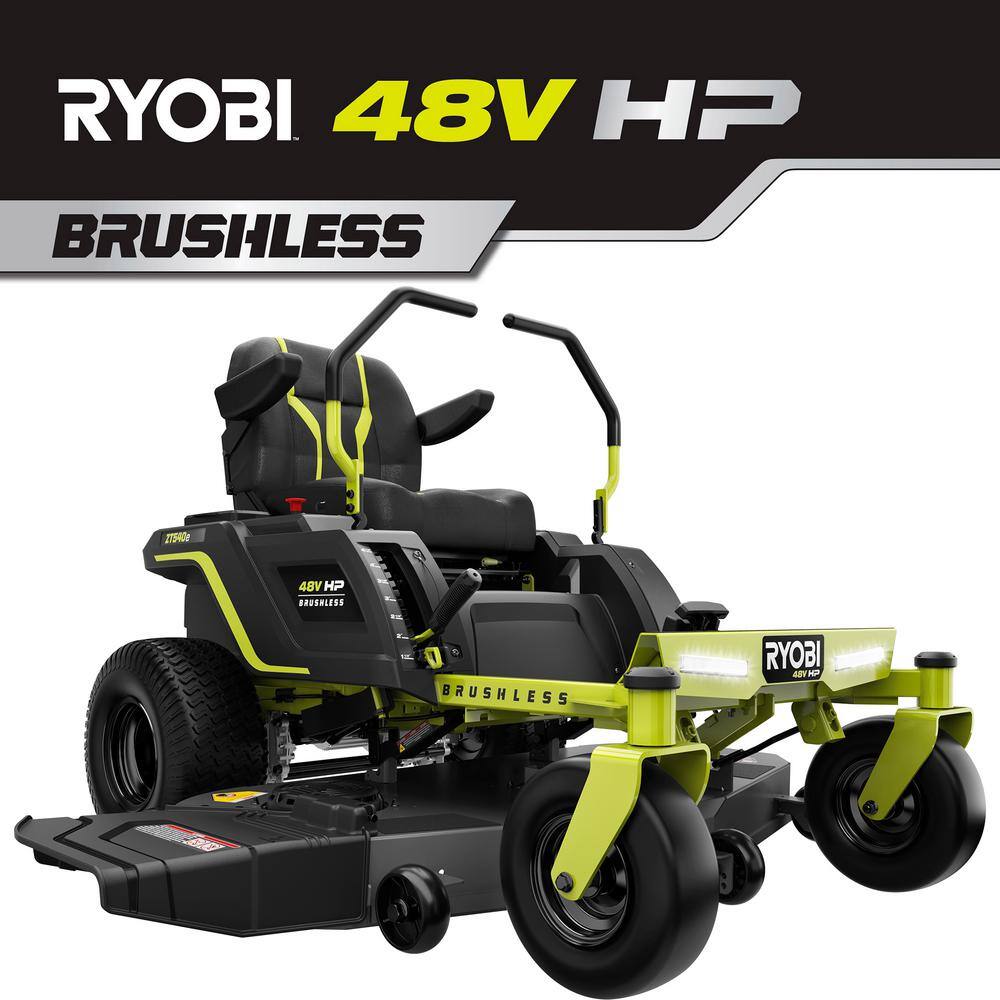 RYOBI 48V Brushless 54 in. 115 Ah Battery Electric Riding Zero Turn Mower RY48140