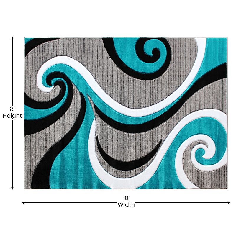 Masada Rugs Masada Rugs Sophia Collection 8'x10' Modern Contemporary Hand Sculpted Area Rug in Turquoise