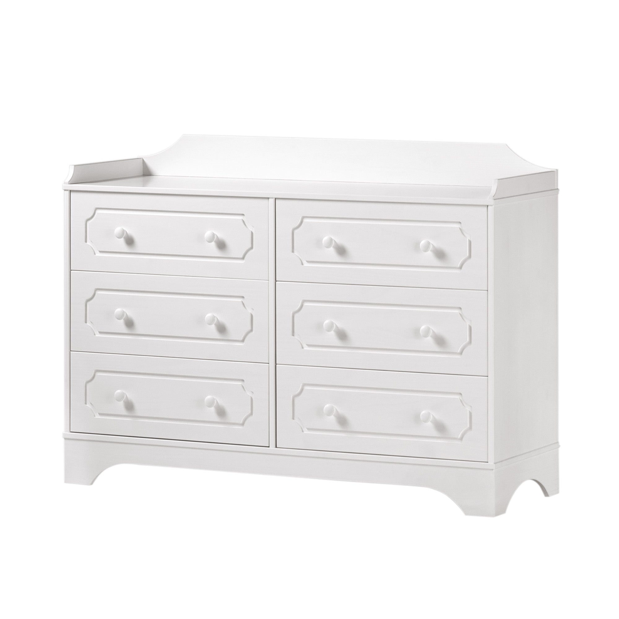 Manor Park Classic Gallery-Top Beveled 6-Drawer Dresser, White