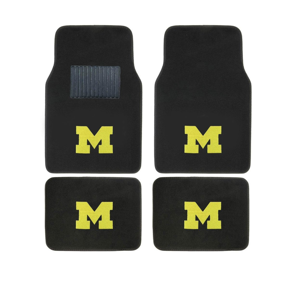 Carpet Floor Mats Bundle with Head Rests for Michigan Fans Officially Licensed(6 items)