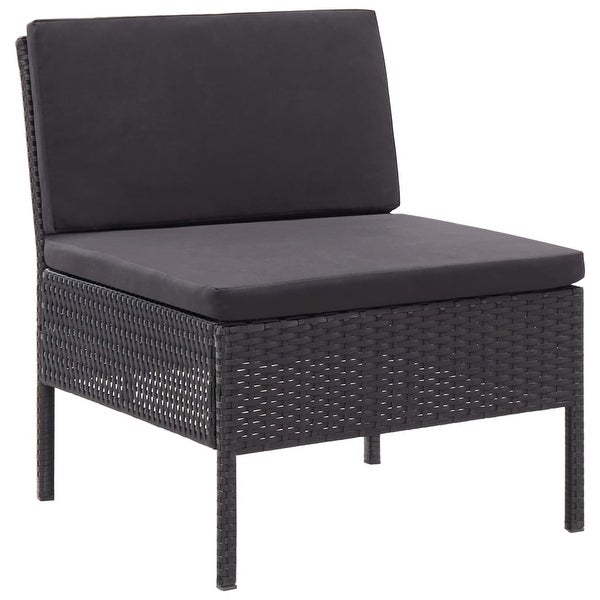 3 Piece Garden Lounge Set with Cushions Poly Rattan Black - Overstock - 35107810