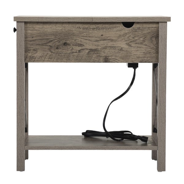 Flip Top End Table Side Table with Charge Station (Set of 2)