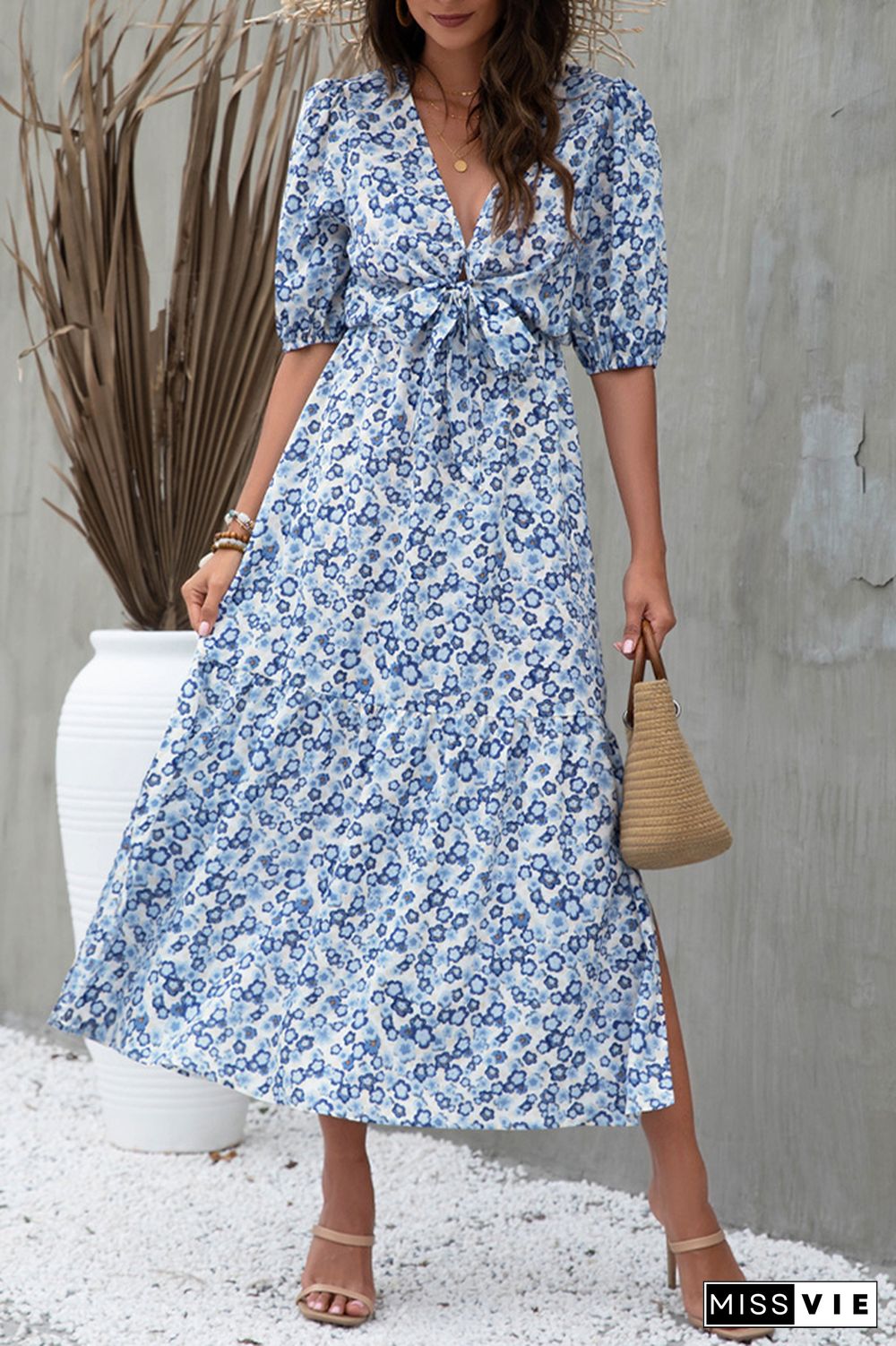 Floral Print Loose Long Dress Wholesale