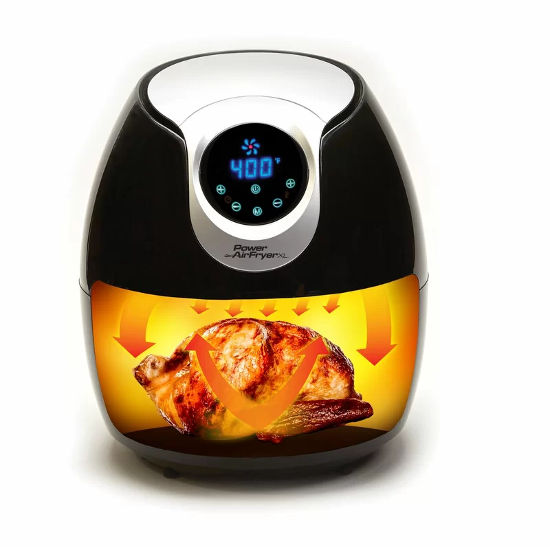 Power Air Fryer XL 3.4 QT Black - Turbo Cyclonic Airfryer With Rapid Air Technology For Less or No Oil.