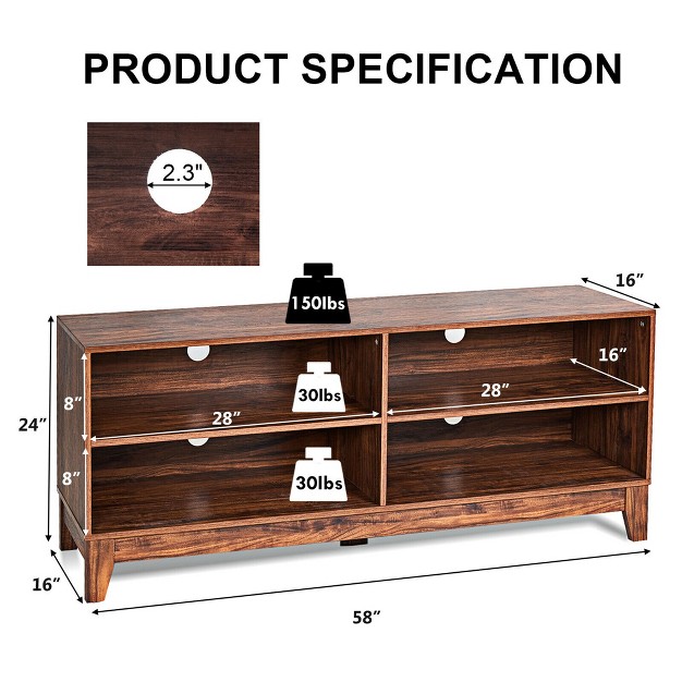 Costway 58 x27 x27 Modern Wood Tv Stand Console Storage Entertainment Media Center For Living Room