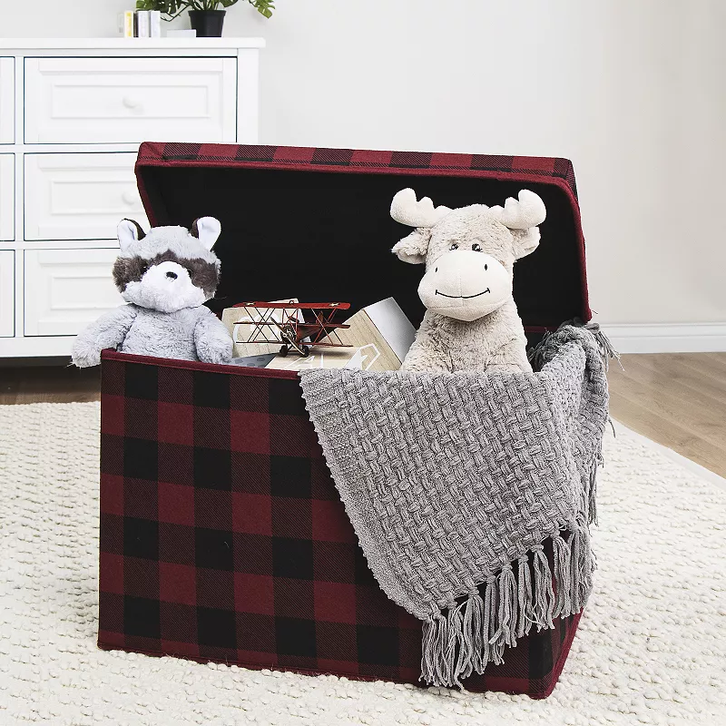 Sammy and Lou Black and Red Buffalo Check Felt Toy Box