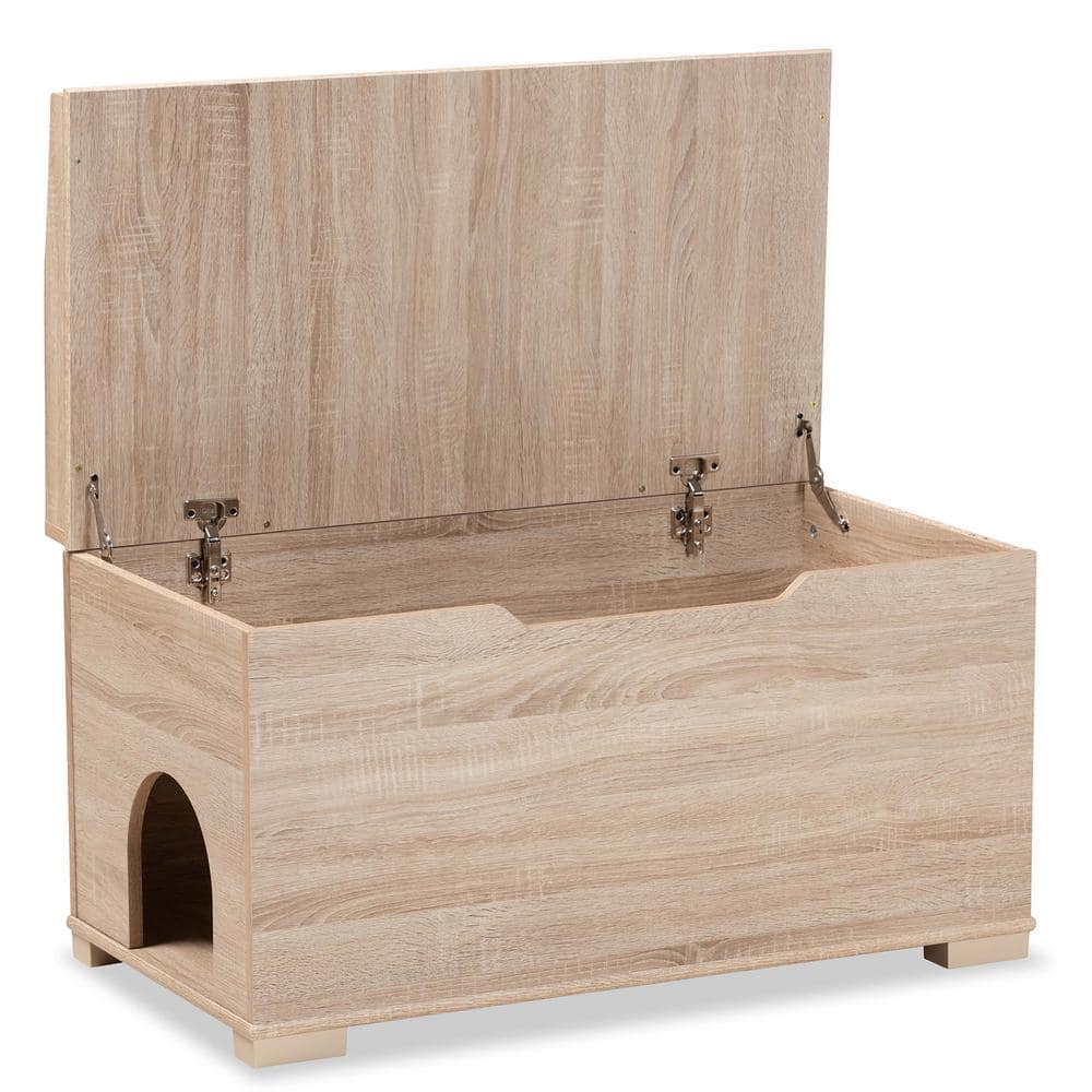 Baxton Studio Mariam Oak Litter Box Cover Cat House 194-11763-HD